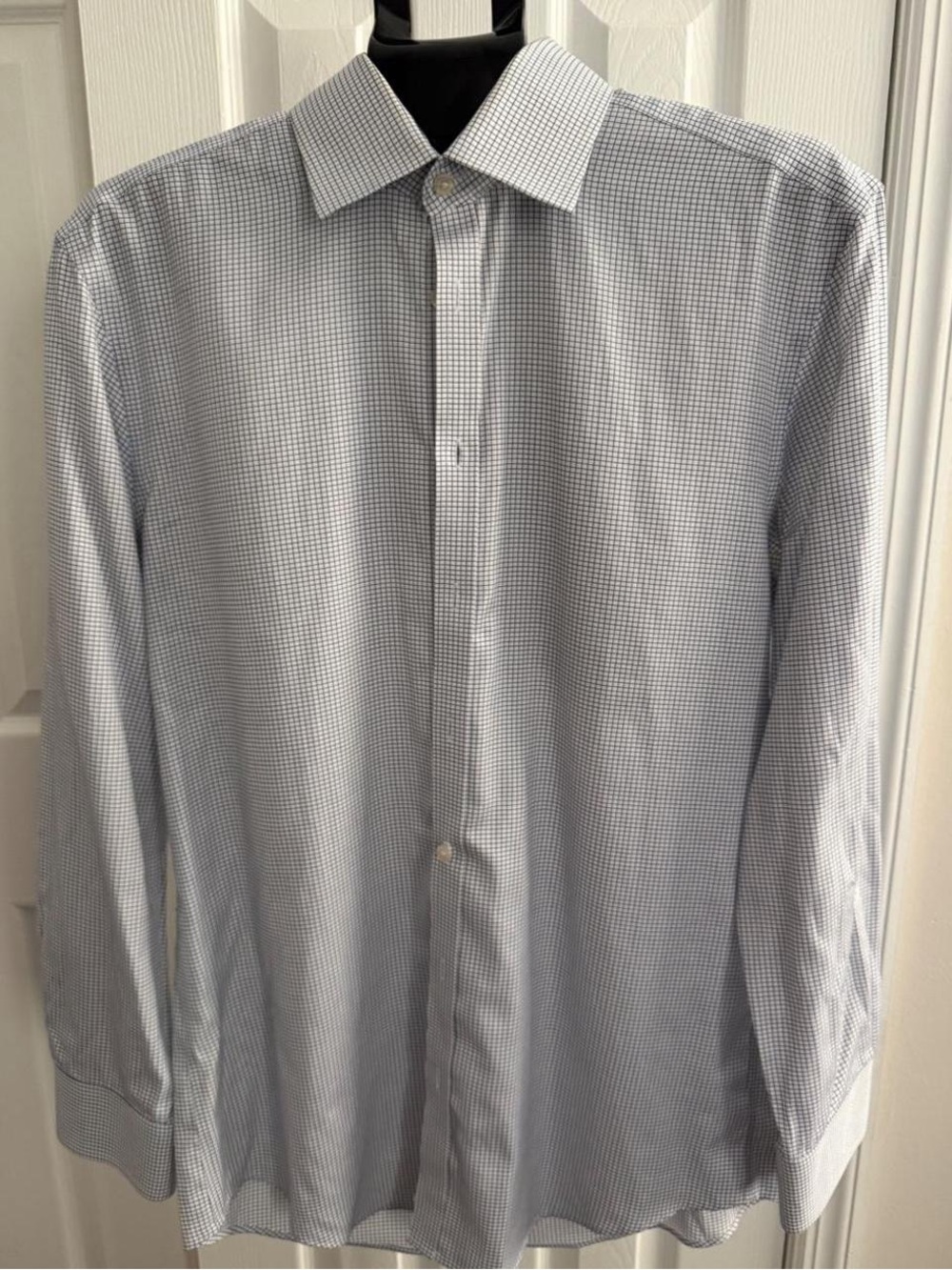 Charles Tyrwhitt Men's Light Blue Micro-Check Dress Shirt